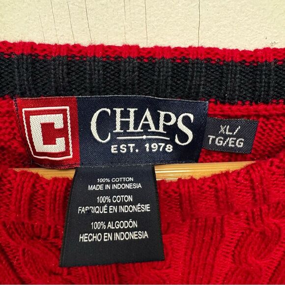 Chaps Red Knit Crewneck Sweater Size XL - Picture 5 of 9